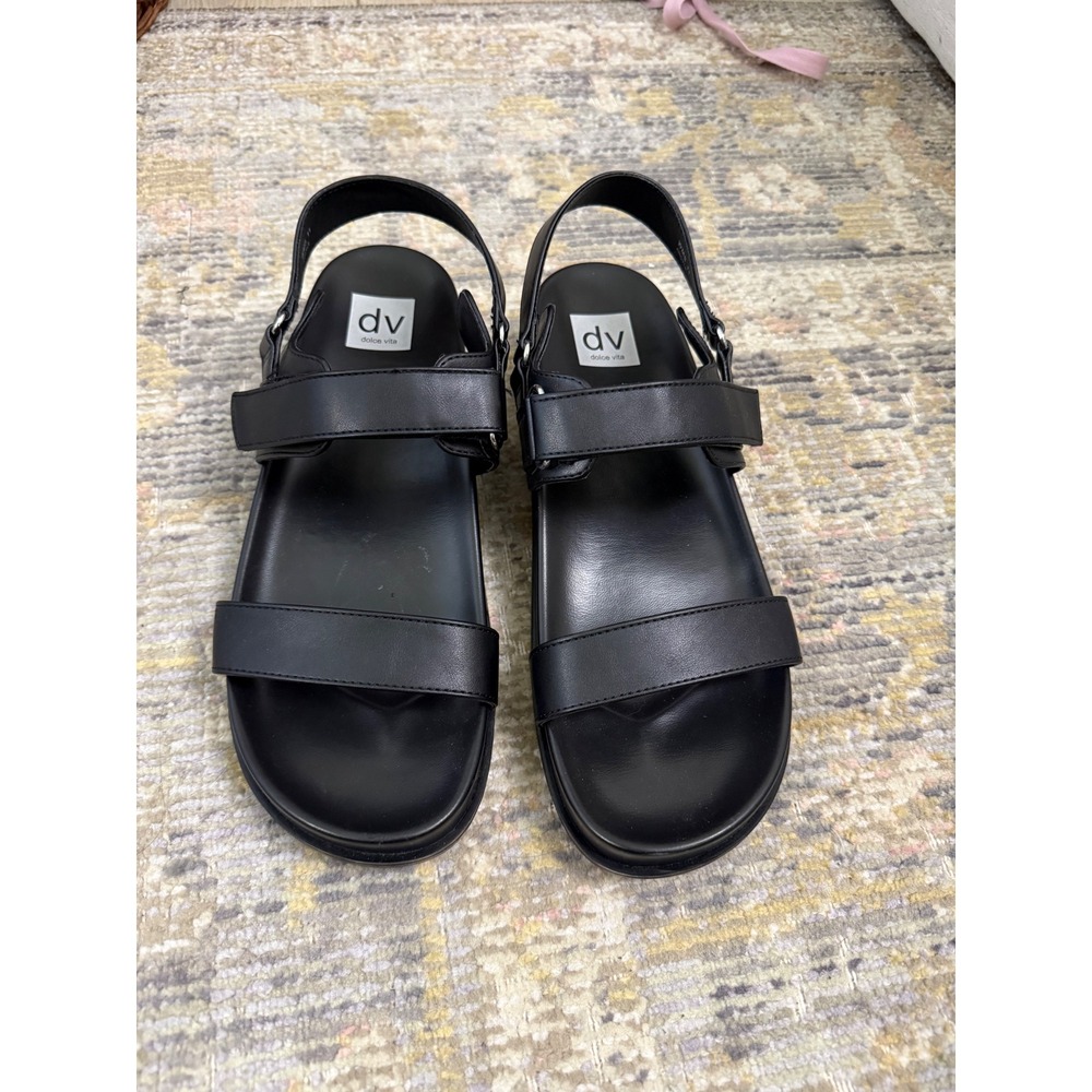 DV Dolce Vita Argyle Black Platform Sporty Slingback Sandals Womens 11